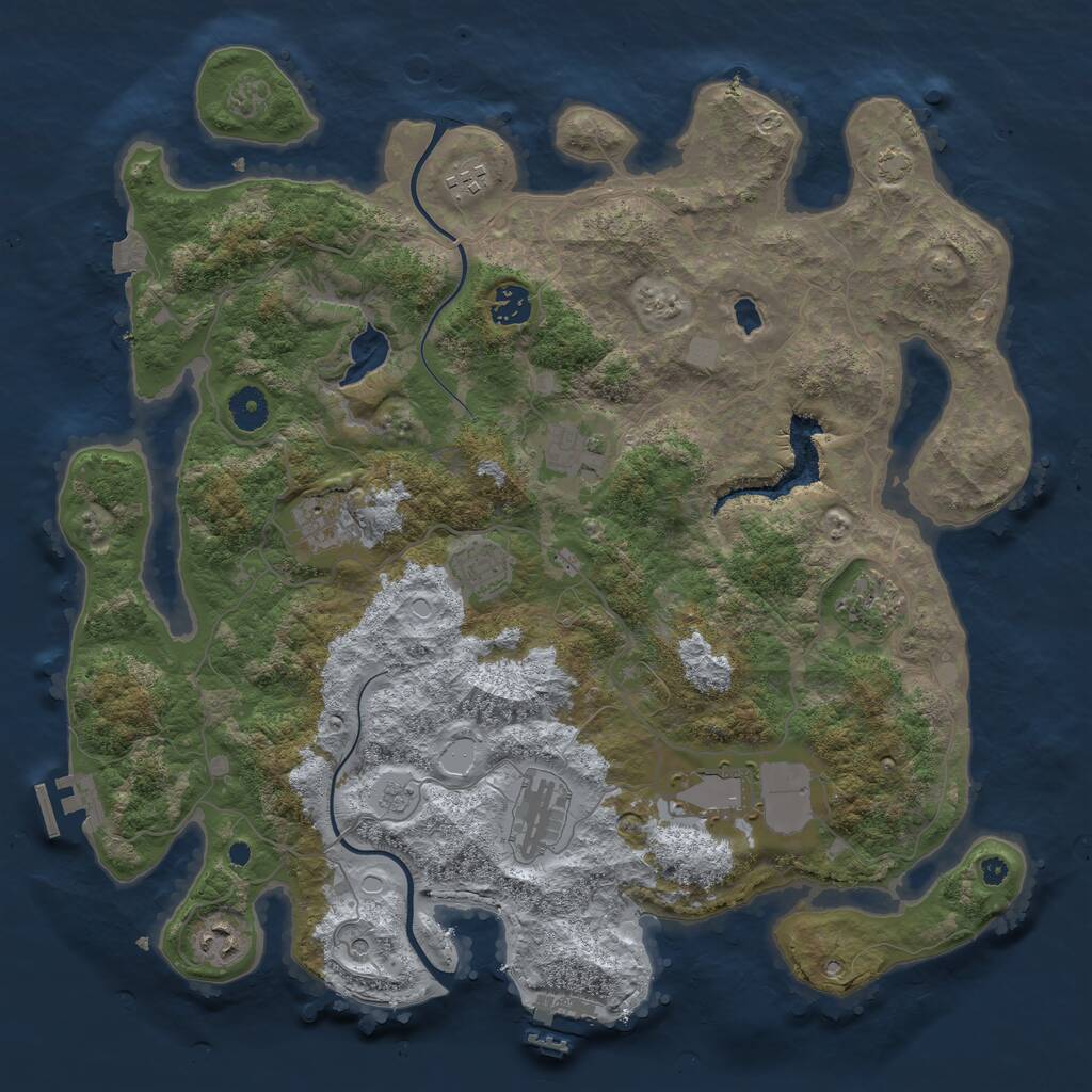 Rust Map: Procedural Map, Size: 4000, Seed: 66343, 15 Monuments