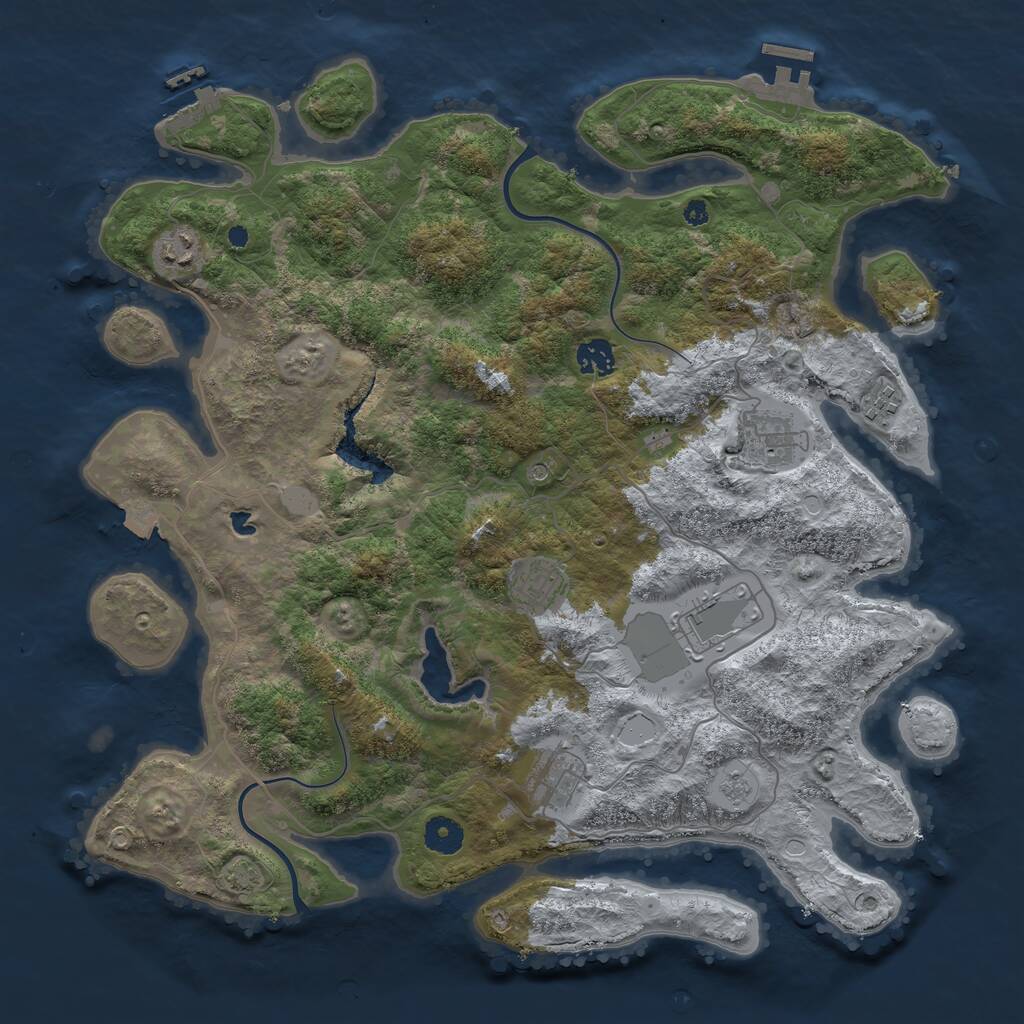 Rust Map: Procedural Map, Size: 4000, Seed: 241422987, 13 Monuments