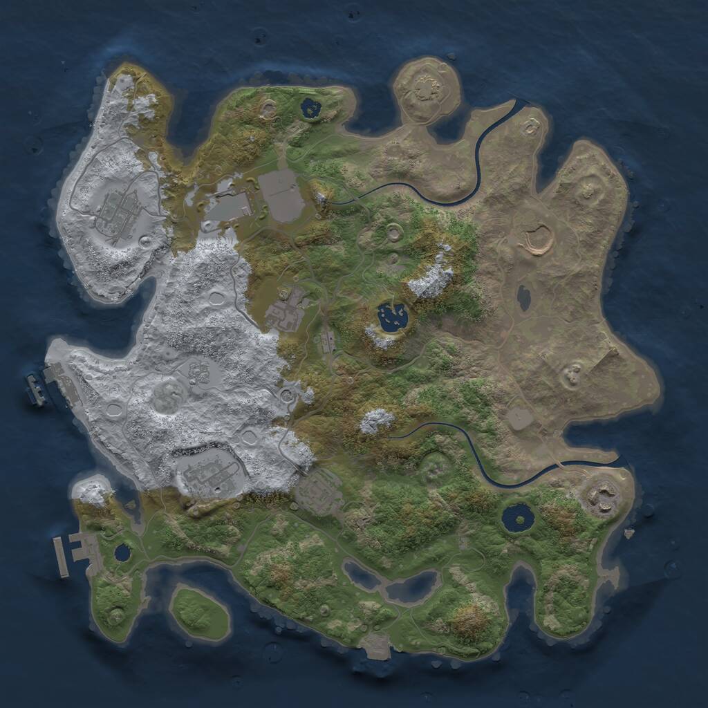 Rust Map: Procedural Map, Size: 3500, Seed: 64274681, 14 Monuments