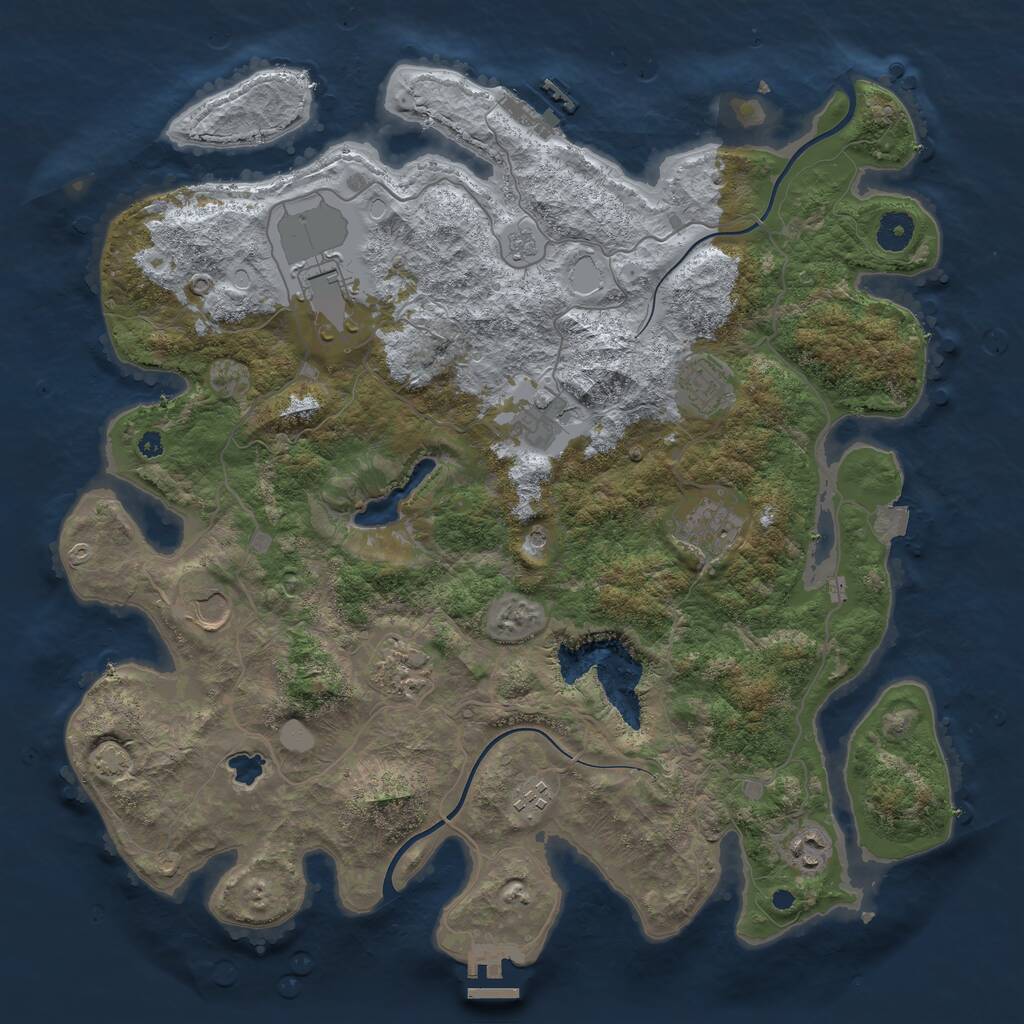 Rust Map: Procedural Map, Size: 4000, Seed: 843277489, 14 Monuments