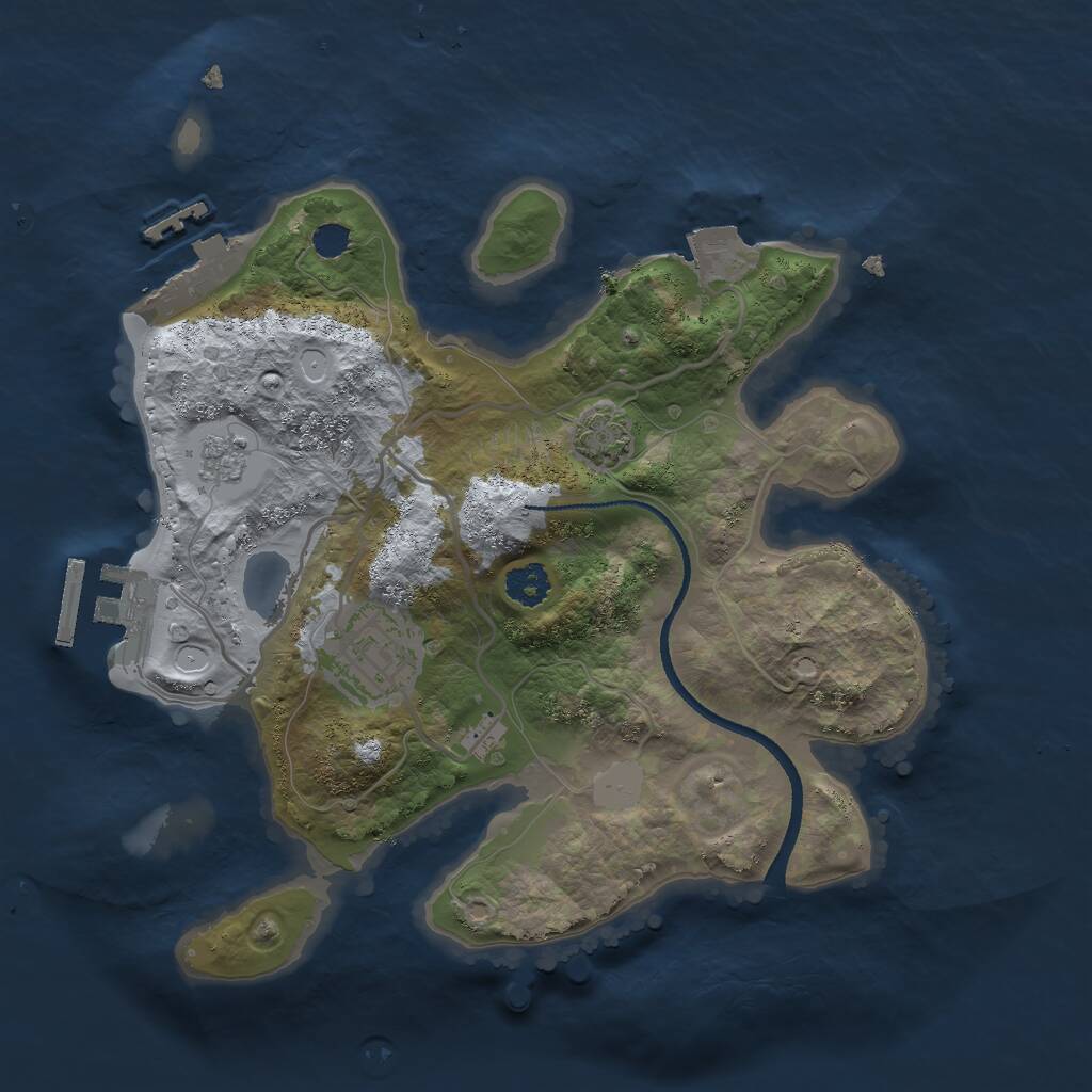 Rust Map: Procedural Map, Size: 2500, Seed: 1123774964, 6 Monuments