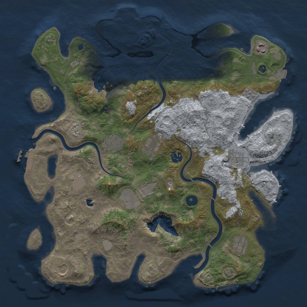 Rust Map: Procedural Map, Size: 4000, Seed: 39104678, 16 Monuments