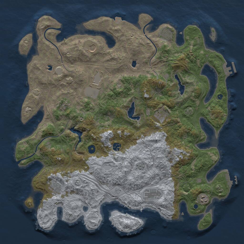 Rust Map: Procedural Map, Size: 4500, Seed: 620601349, 16 Monuments
