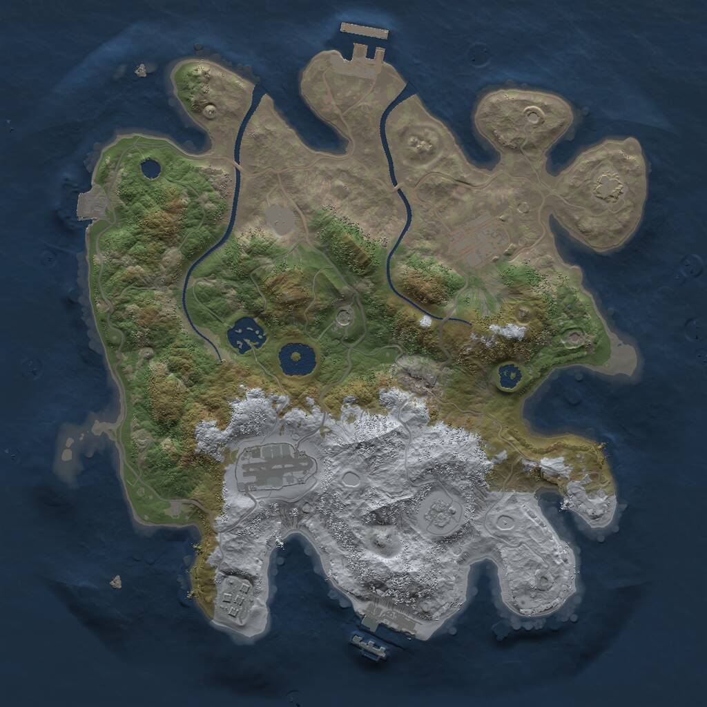 Rust Map: Procedural Map, Size: 3000, Seed: 582102655, 10 Monuments