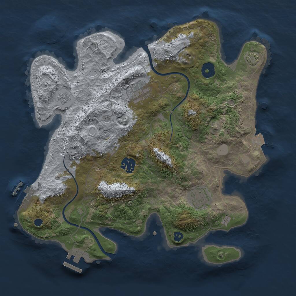Rust Map: Procedural Map, Size: 3000, Seed: 1550996862, 9 Monuments