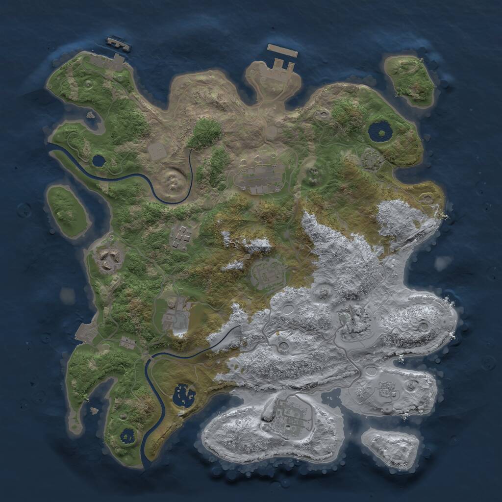 Rust Map: Procedural Map, Size: 3300, Seed: 1800913683, 14 Monuments