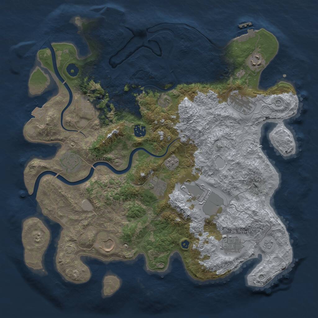 Rust Map: Procedural Map, Size: 3800, Seed: 477833483, 16 Monuments