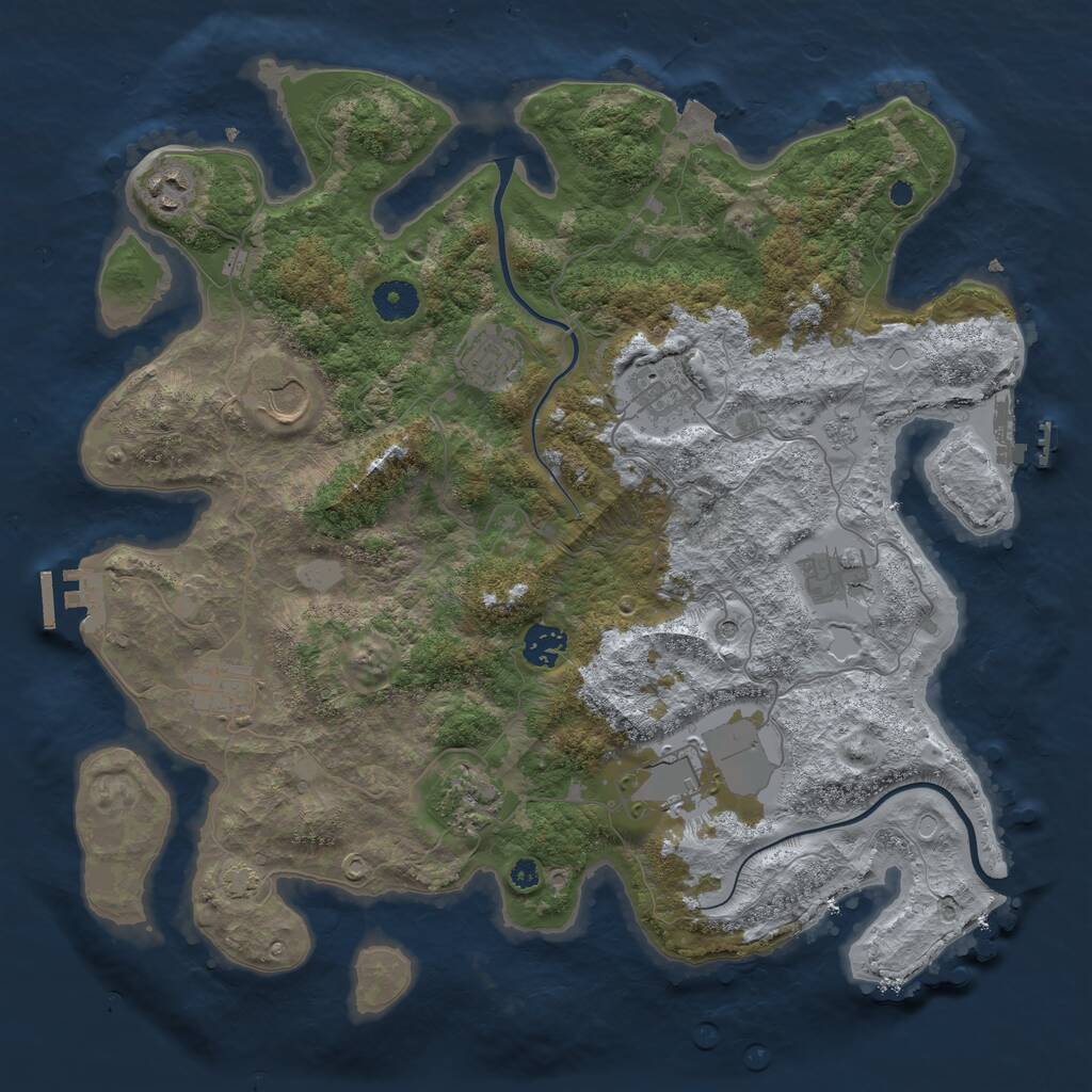 Rust Map: Procedural Map, Size: 3800, Seed: 477833483, 15 Monuments