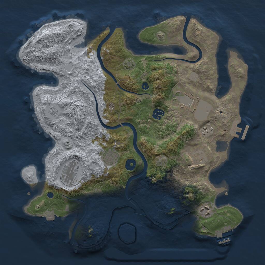 Rust Map: Procedural Map, Size: 3500, Seed: 3852, 13 Monuments