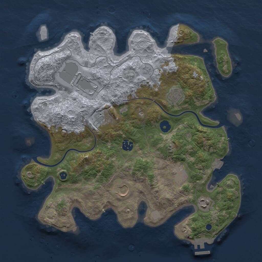 Rust Map: Procedural Map, Size: 3500, Seed: 1376318106, 12 Monuments