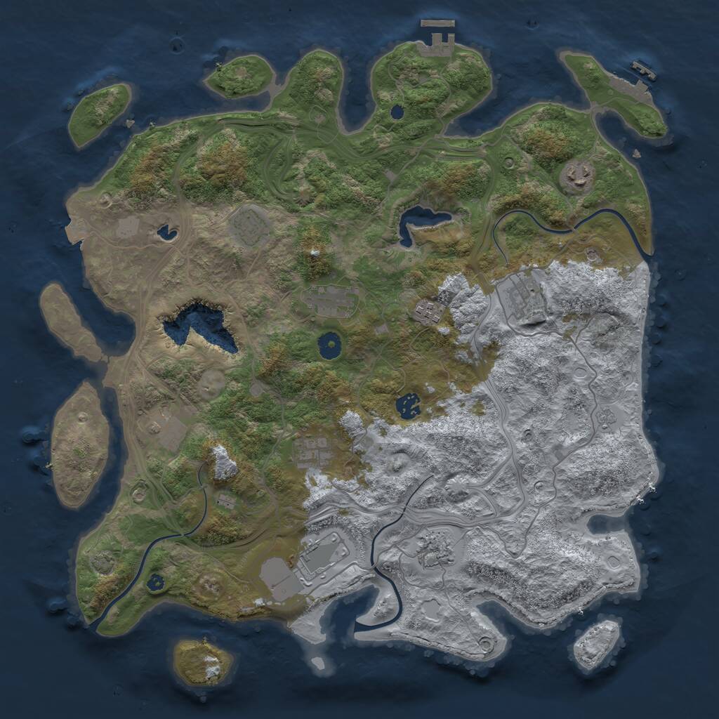 Rust Map: Procedural Map, Size: 4250, Seed: 701369101, 16 Monuments
