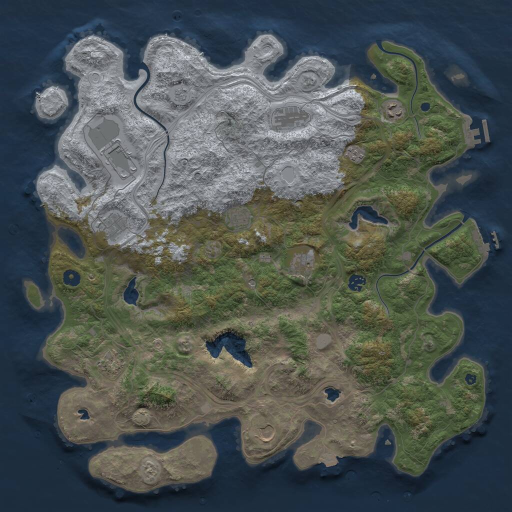 Rust Map: Procedural Map, Size: 4500, Seed: 825070639, 16 Monuments
