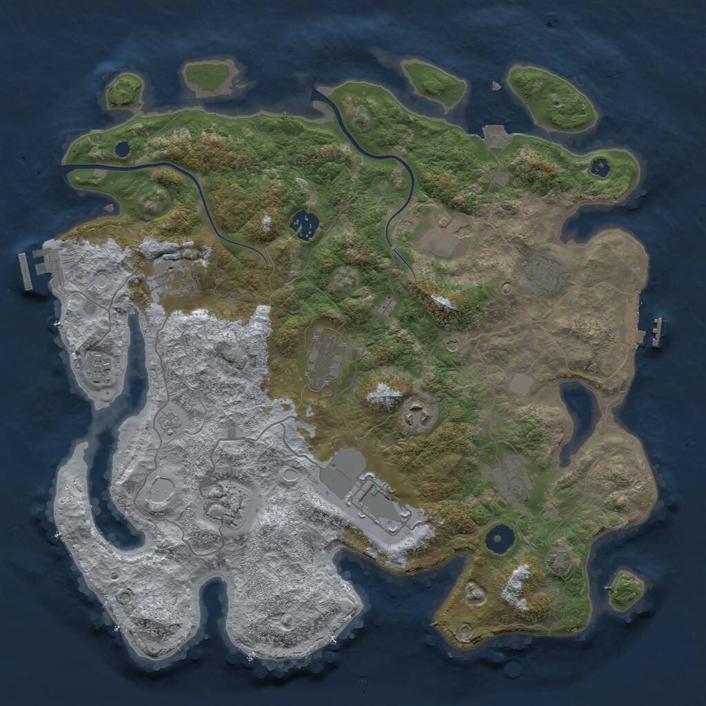 Rust Map: Procedural Map, Size: 3800, Seed: 189, 16 Monuments