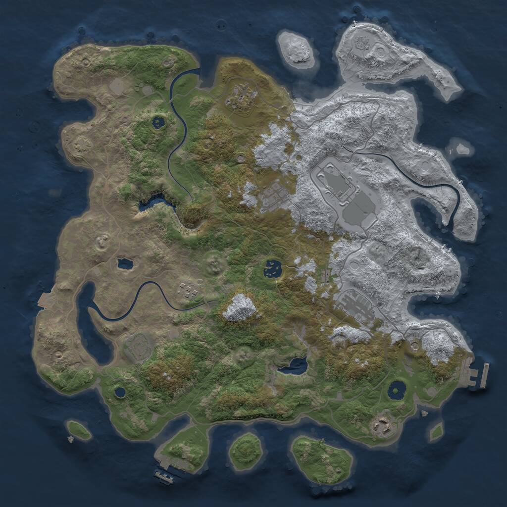 Rust Map: Procedural Map, Size: 4050, Seed: 1839632463, 14 Monuments