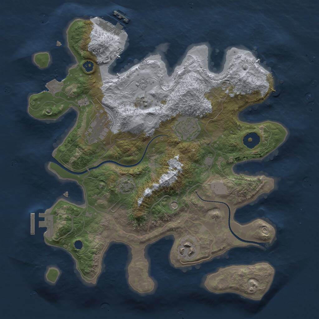 Rust Map: Procedural Map, Size: 3000, Seed: 2106983, 9 Monuments