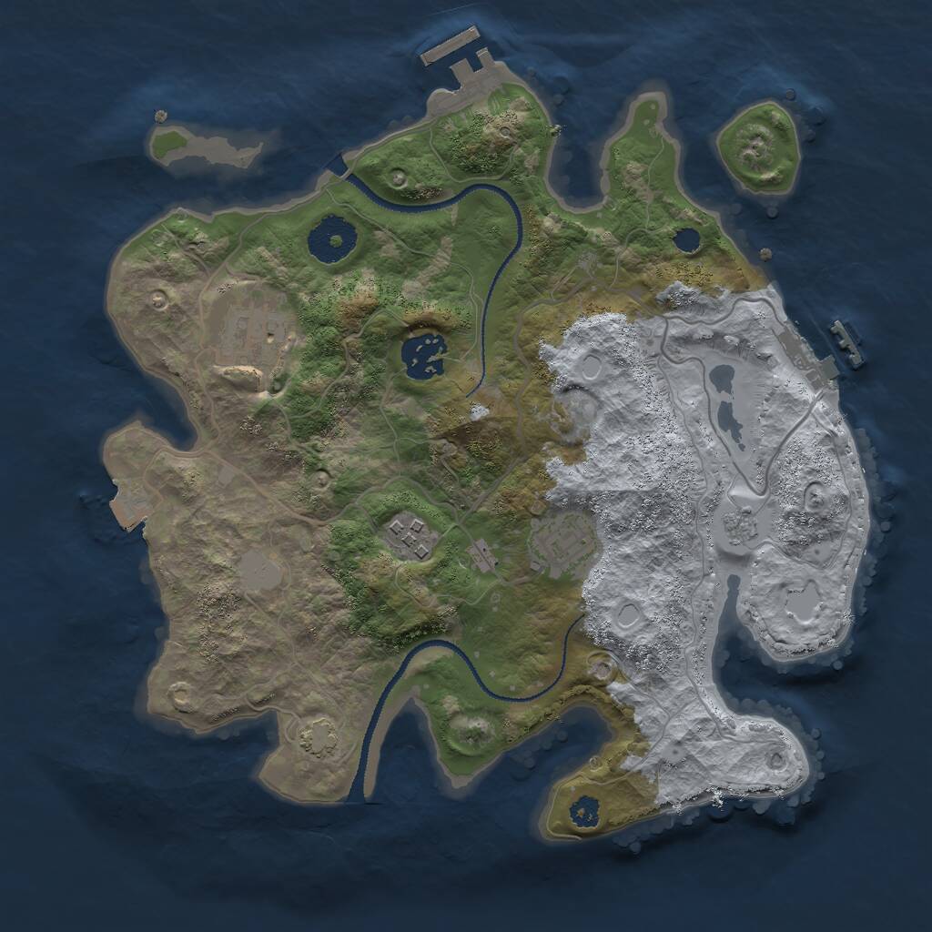 Rust Map: Procedural Map, Size: 3000, Seed: 833264436, 9 Monuments