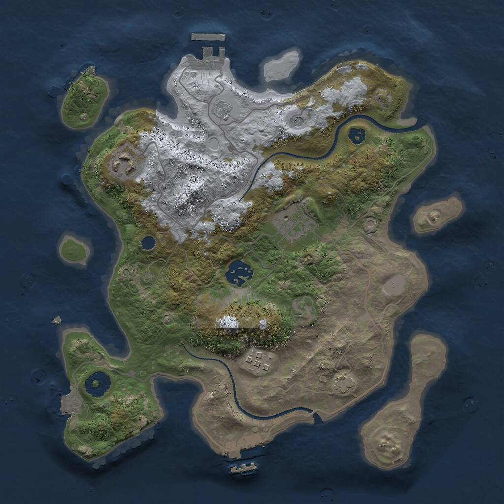 Rust Map: Procedural Map, Size: 3000, Seed: 12323, 10 Monuments