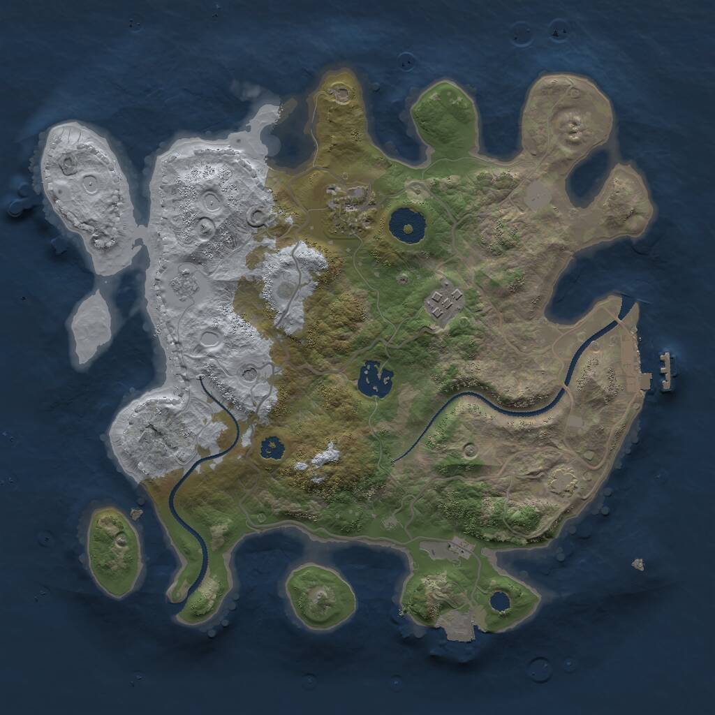 Rust Map: Procedural Map, Size: 3000, Seed: 77687, 8 Monuments