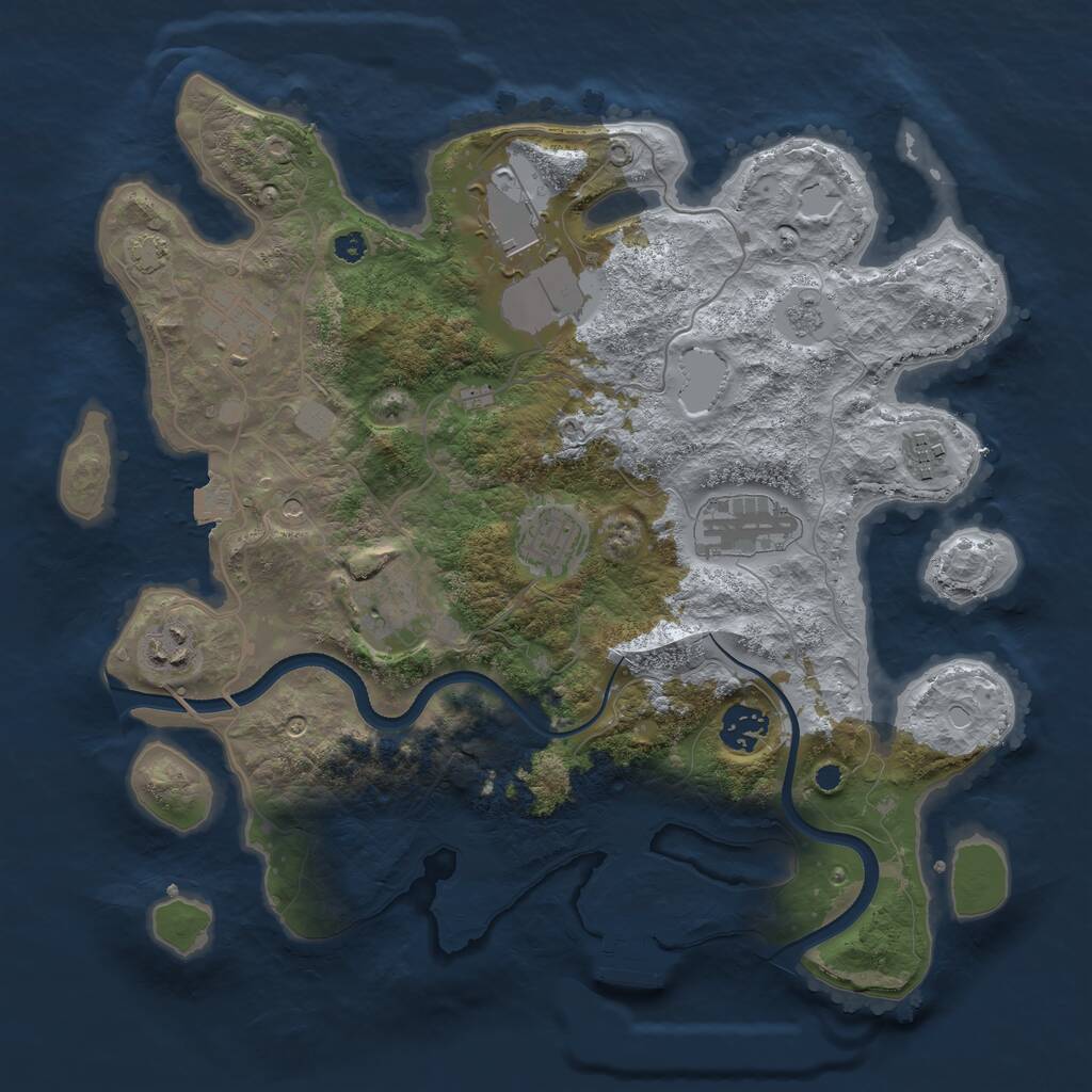 Rust Map: Procedural Map, Size: 3500, Seed: 247570176, 13 Monuments
