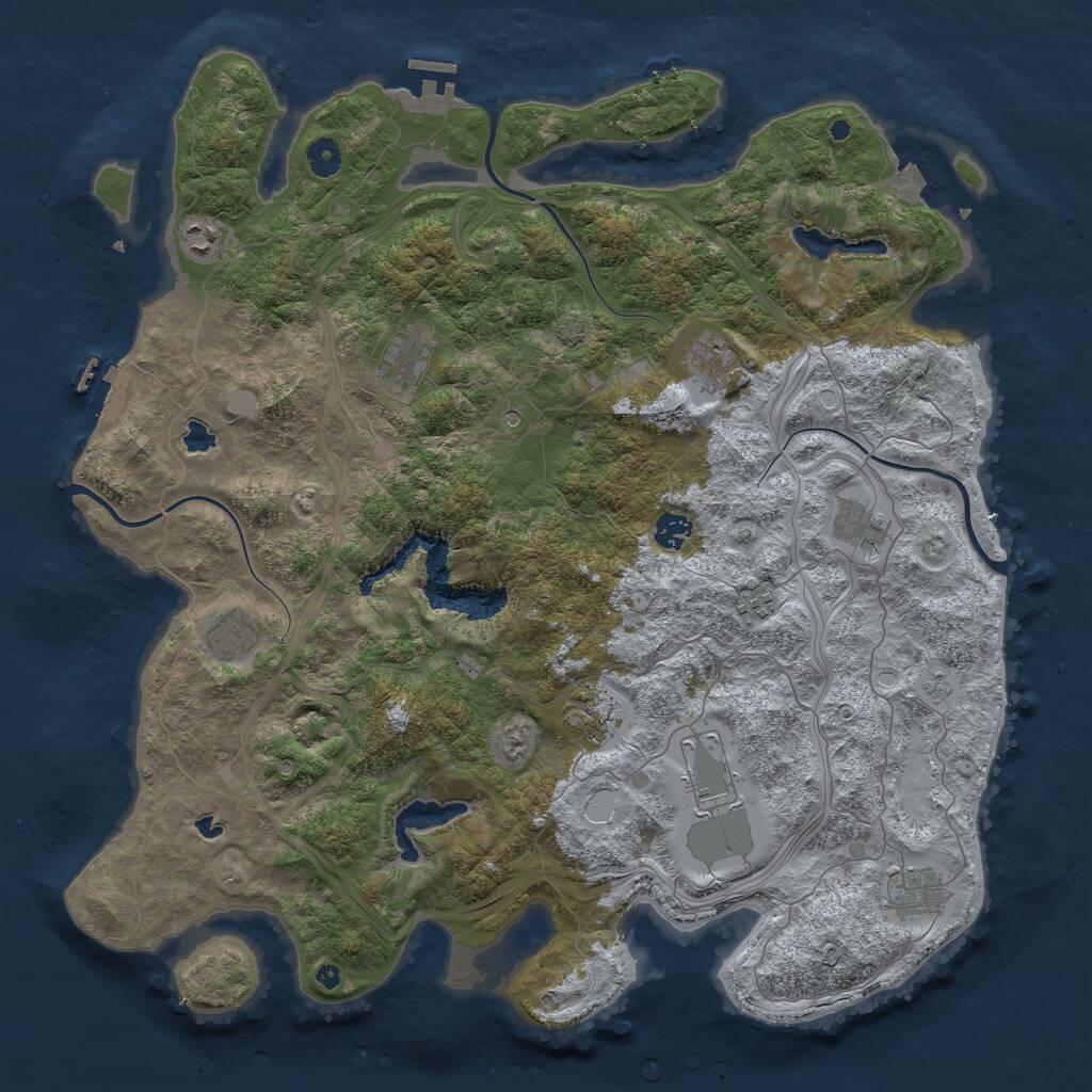 Rust Map: Procedural Map, Size: 4500, Seed: 1140104439, 16 Monuments