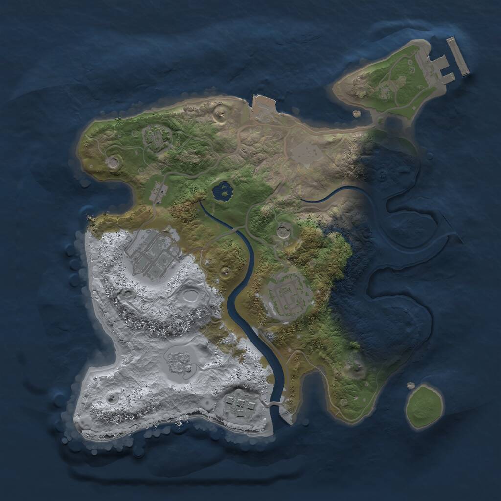 Rust Map: Procedural Map, Size: 2500, Seed: 557791206, 8 Monuments