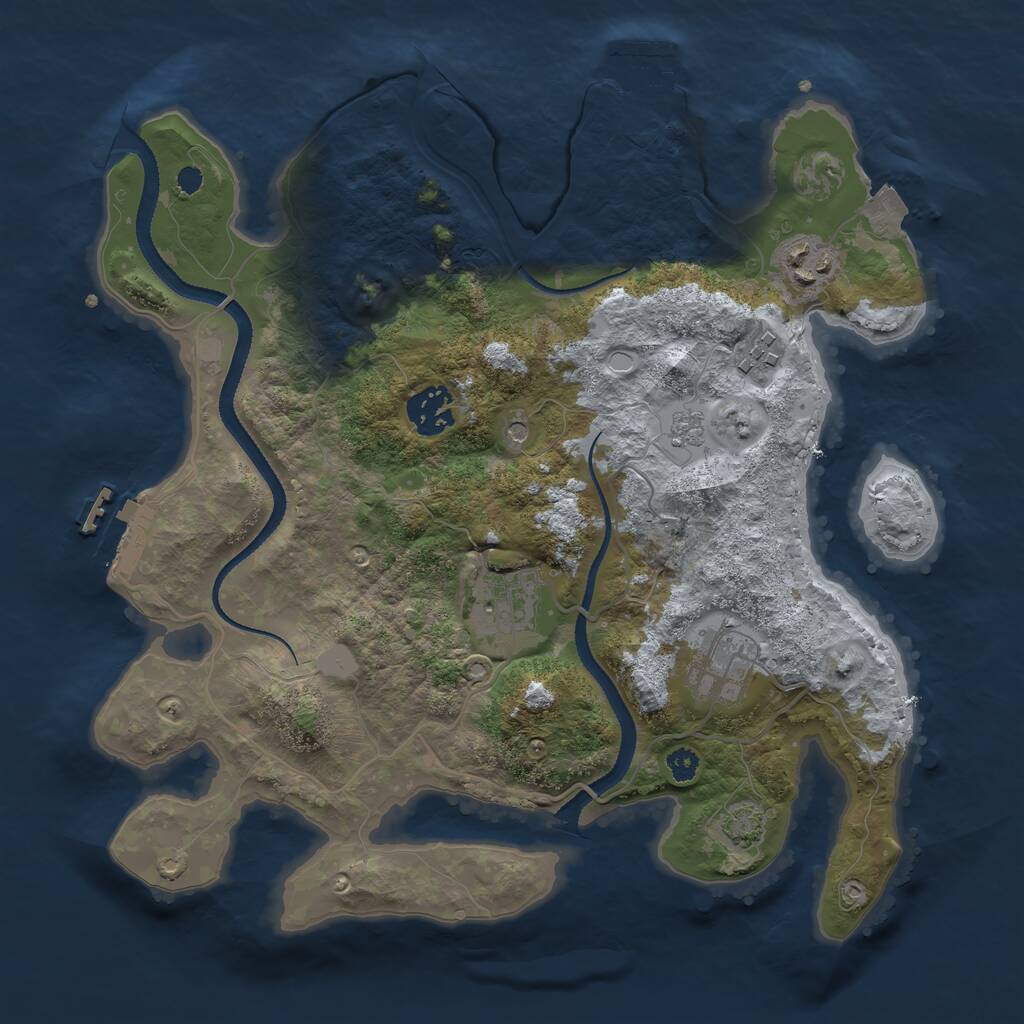 Rust Map: Procedural Map, Size: 3200, Seed: 654652181, 11 Monuments