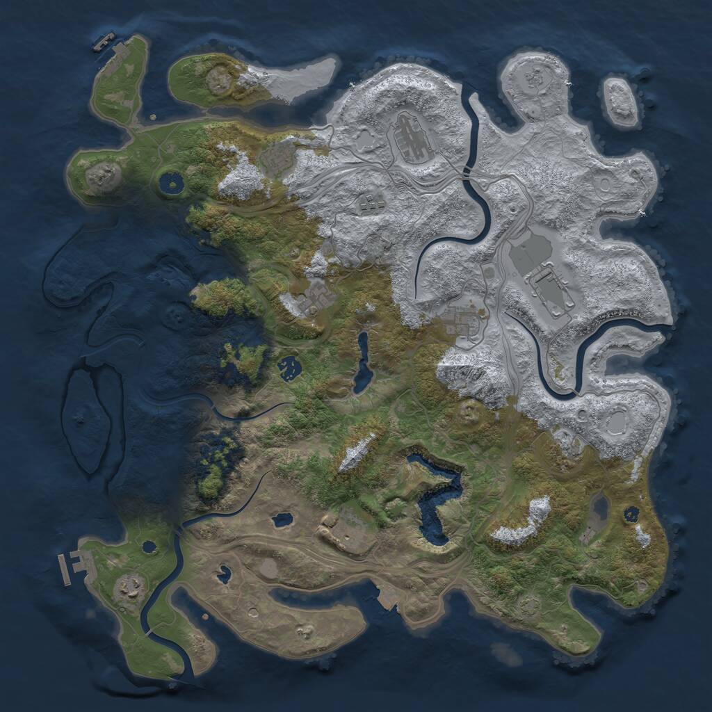 Rust Map: Procedural Map, Size: 4500, Seed: 641391, 16 Monuments