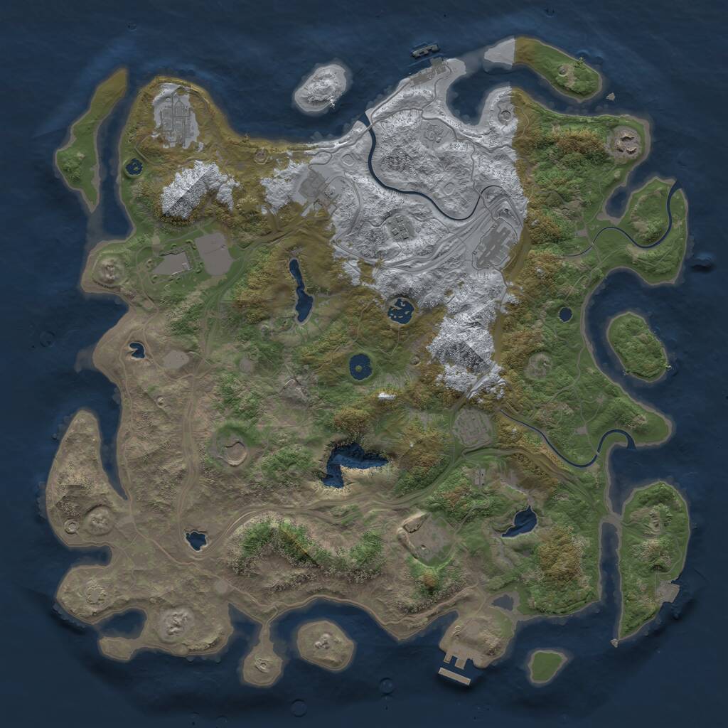 Rust Map: Procedural Map, Size: 4500, Seed: 184516155, 16 Monuments