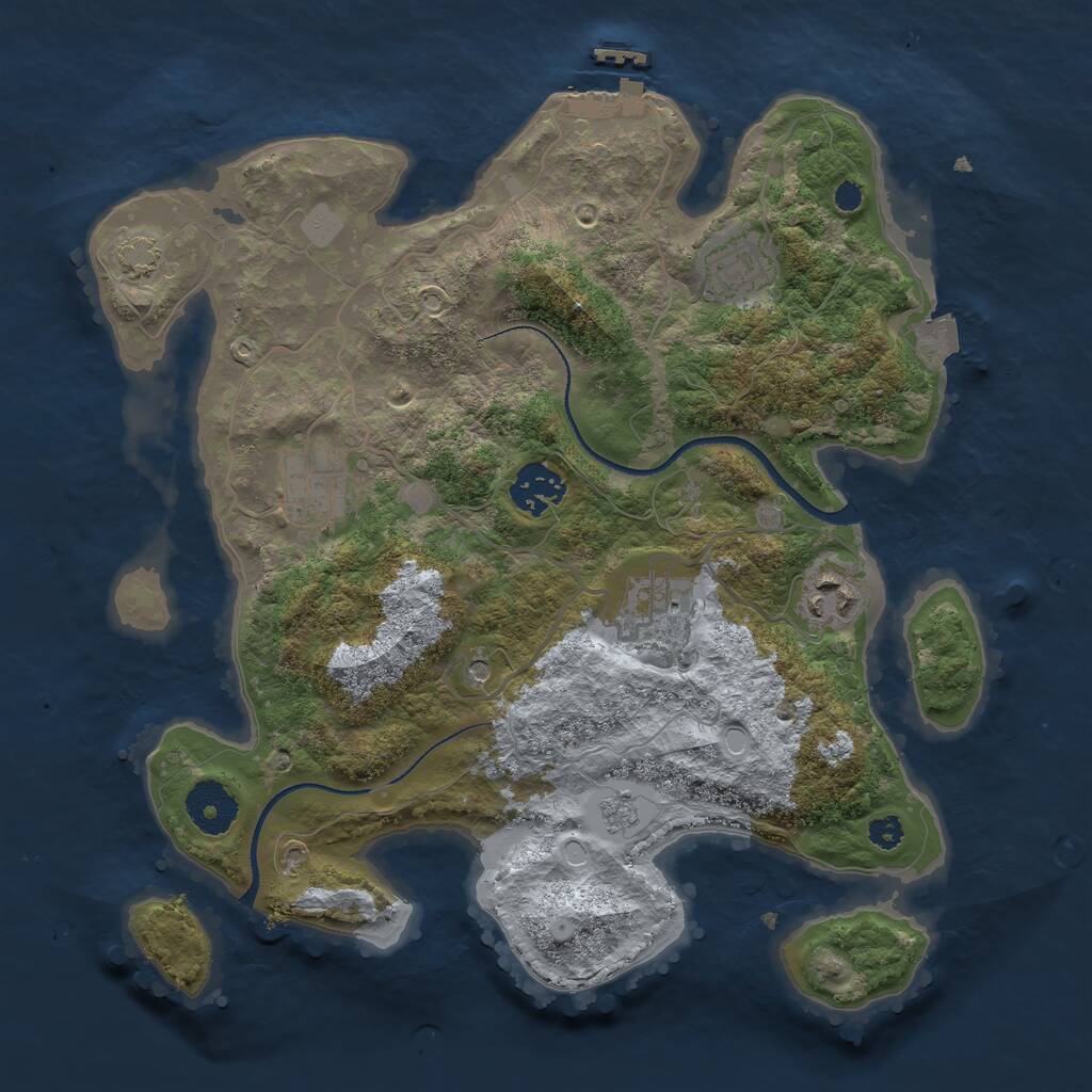 Rust Map: Procedural Map, Size: 3200, Seed: 2059324672, 10 Monuments
