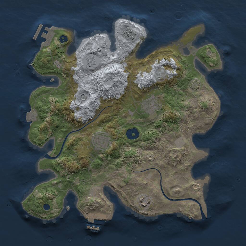 Rust Map: Procedural Map, Size: 3000, Seed: 2144476138, 10 Monuments
