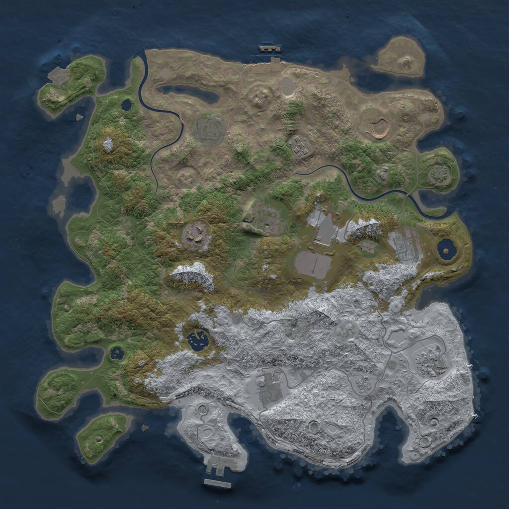 Rust Map: Procedural Map, Size: 3800, Seed: 1126572904, 16 Monuments