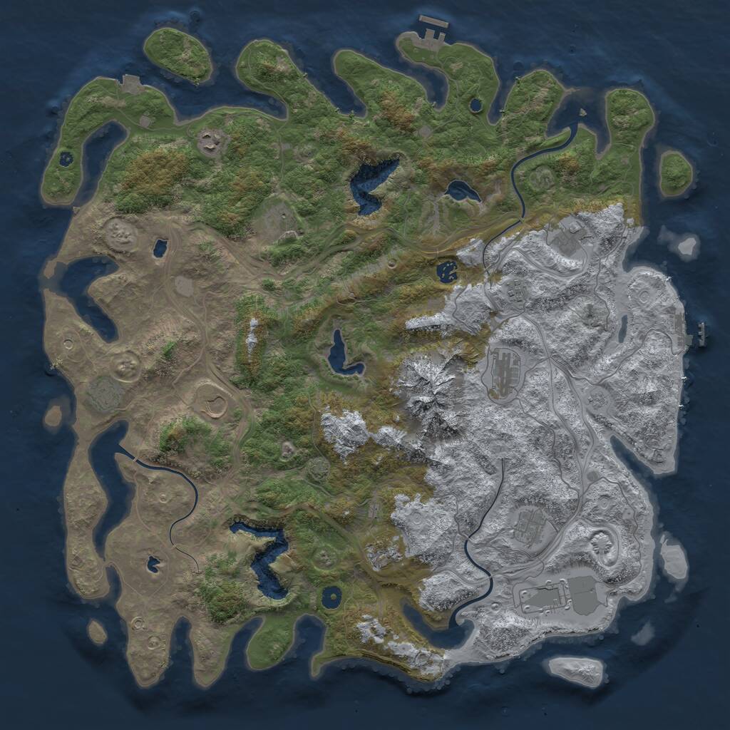 Rust Map: Procedural Map, Size: 5000, Seed: 7391, 17 Monuments