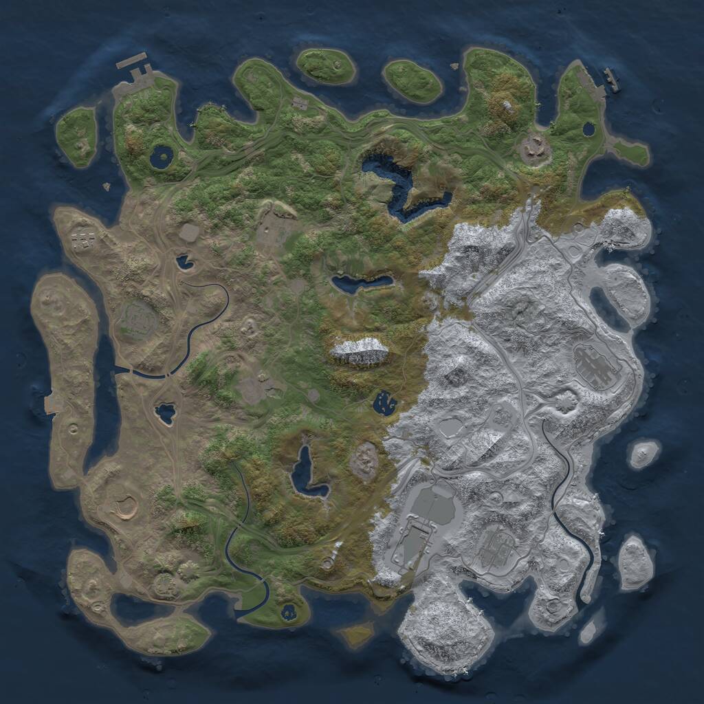 Rust Map: Procedural Map, Size: 4500, Seed: 1232123807, 16 Monuments