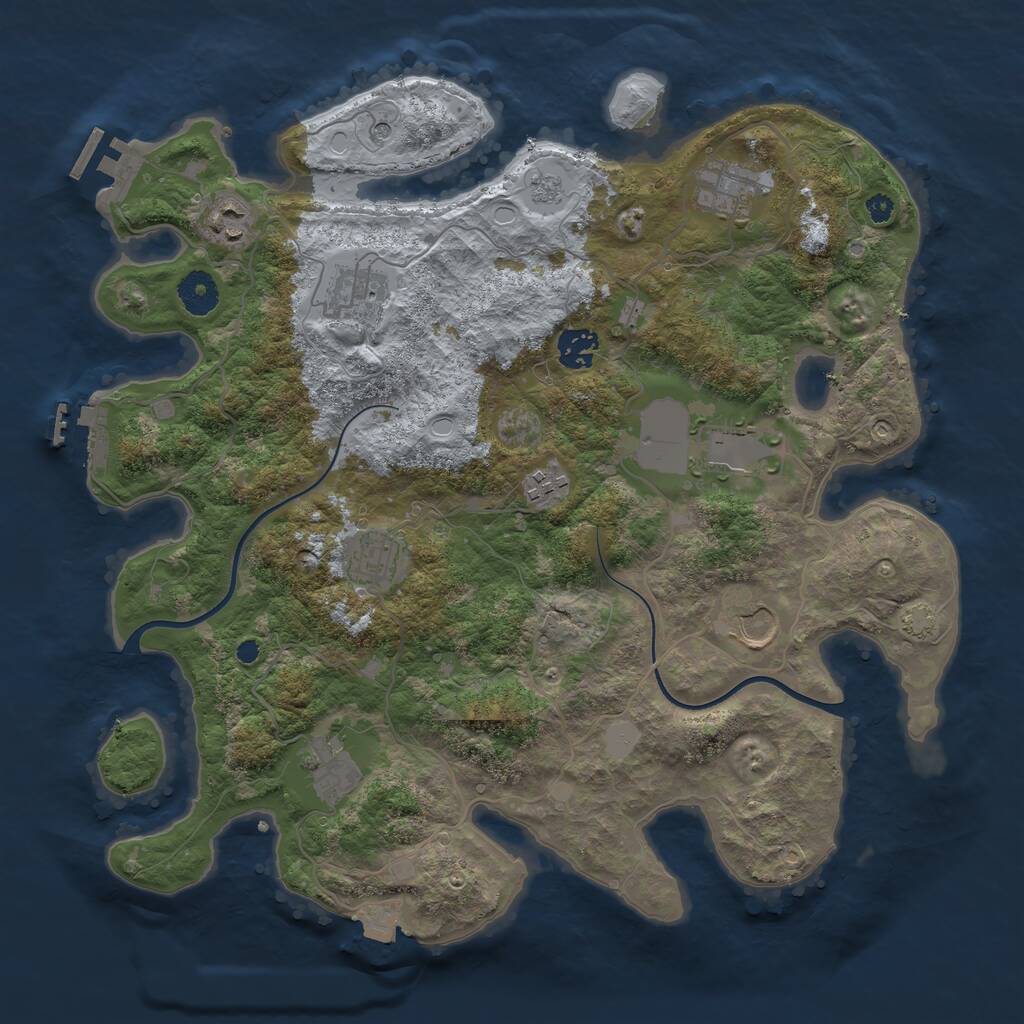 Rust Map: Procedural Map, Size: 3700, Seed: 409015885, 15 Monuments