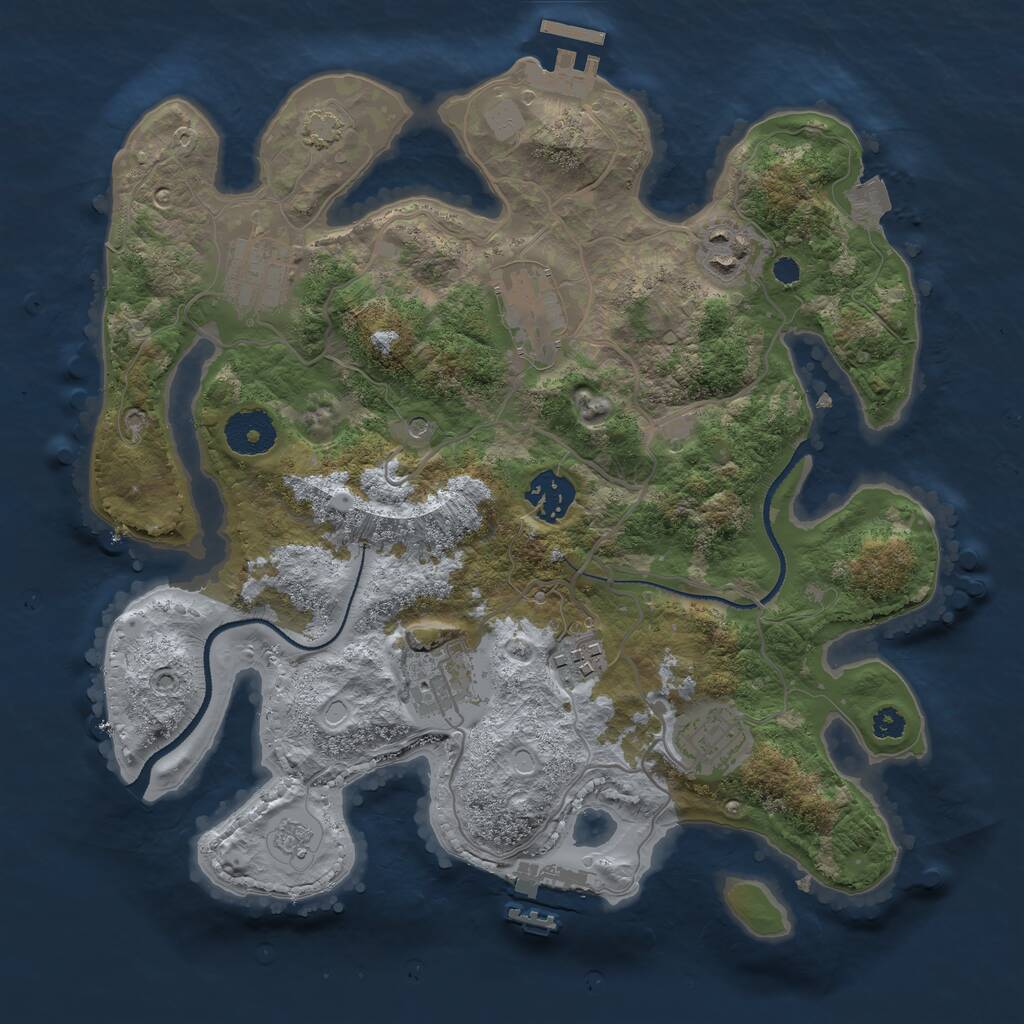 Rust Map: Procedural Map, Size: 3200, Seed: 1249595590, 13 Monuments