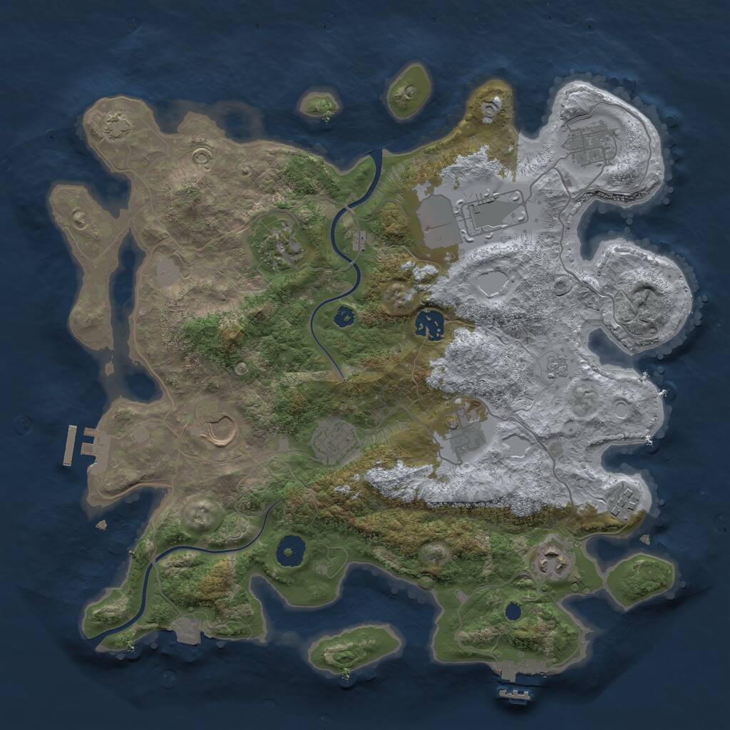 Rust Map: Procedural Map, Size: 3600, Seed: 2007768680, 14 Monuments