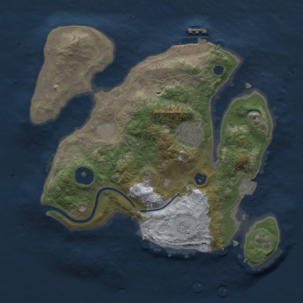 Rust Map: Procedural Map, Size: 2500, Seed: 1517707340, 5 Monuments