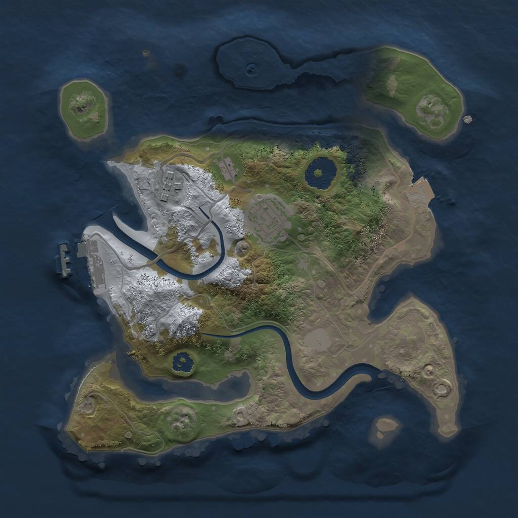 Rust Map: Procedural Map, Size: 2500, Seed: 159877336, 4 Monuments