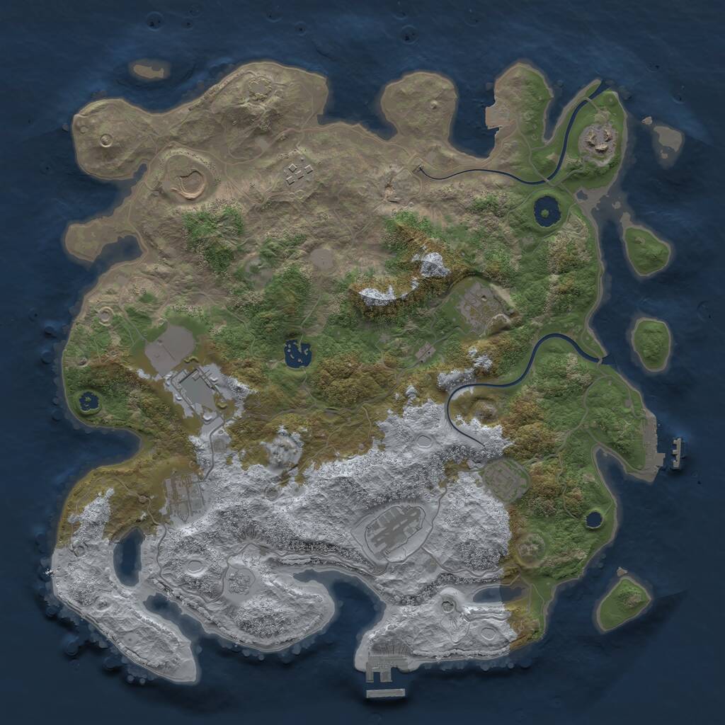 Rust Map: Procedural Map, Size: 3800, Seed: 70377630, 15 Monuments