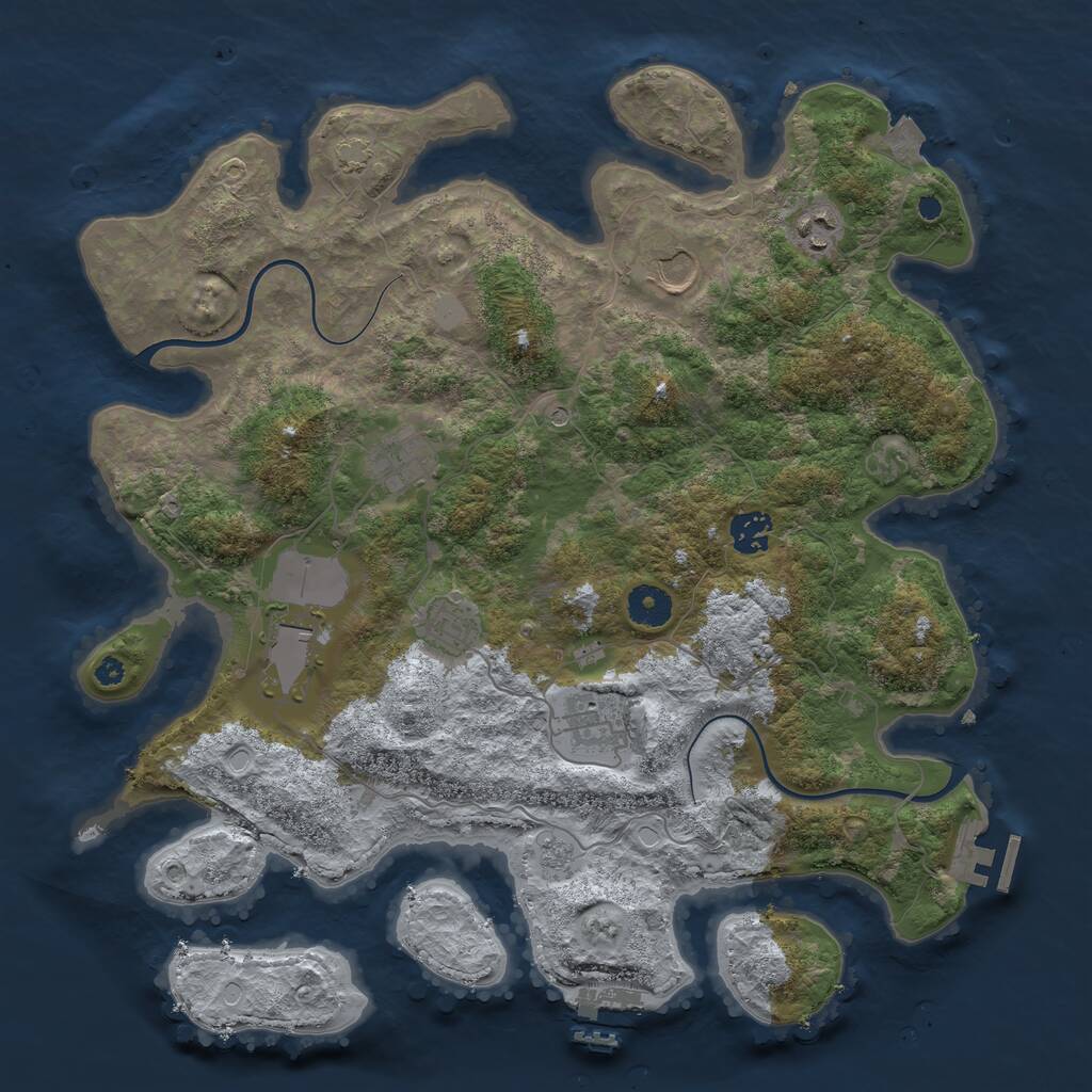 Rust Map: Procedural Map, Size: 3800, Seed: 320953697, 13 Monuments