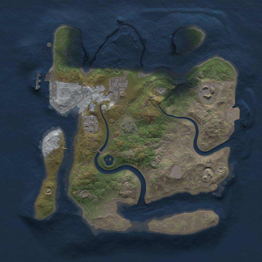 Rust Map: Procedural Map, Size: 2500, Seed: 1292631954, 7 Monuments
