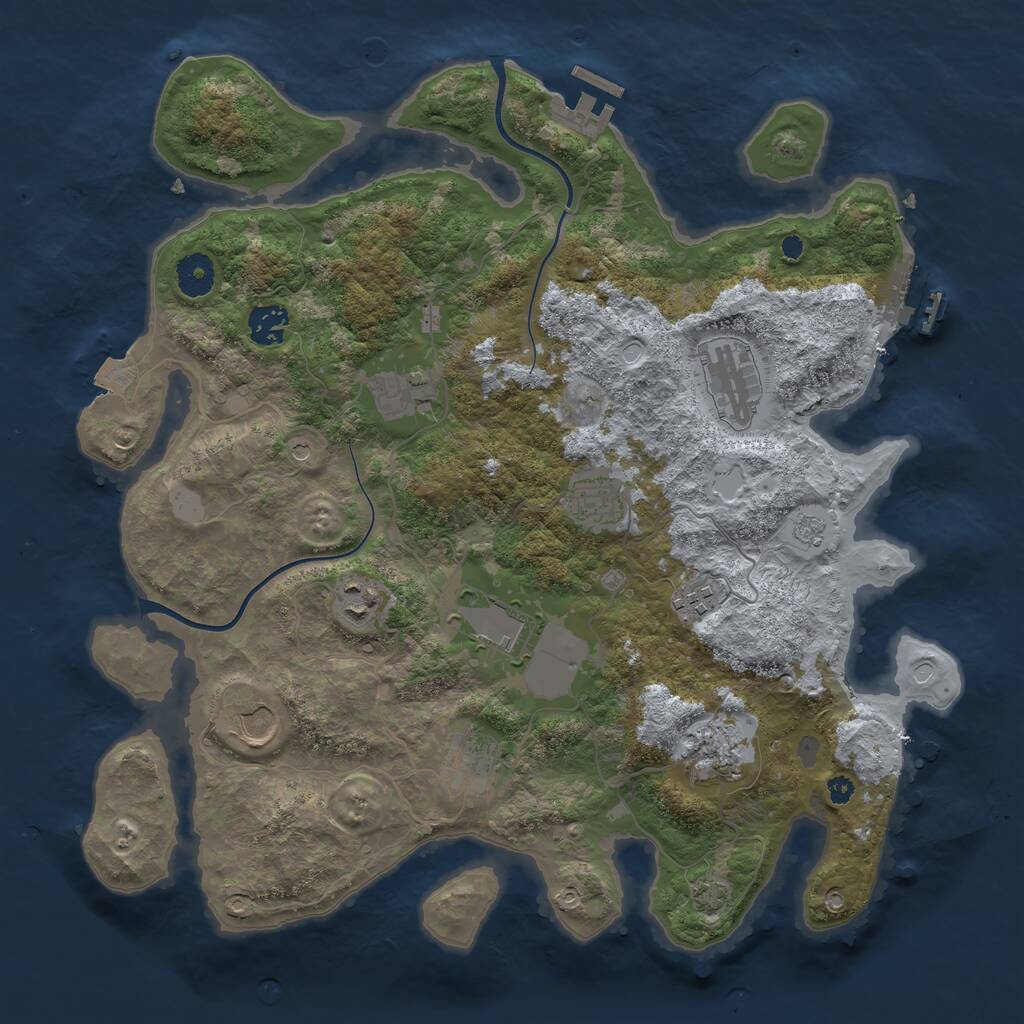 Rust Map: Procedural Map, Size: 3750, Seed: 1486785590, 16 Monuments