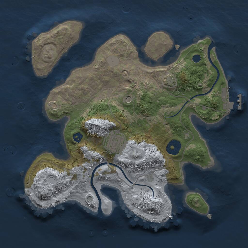 Rust Map: Procedural Map, Size: 2500, Seed: 2064895025, 5 Monuments