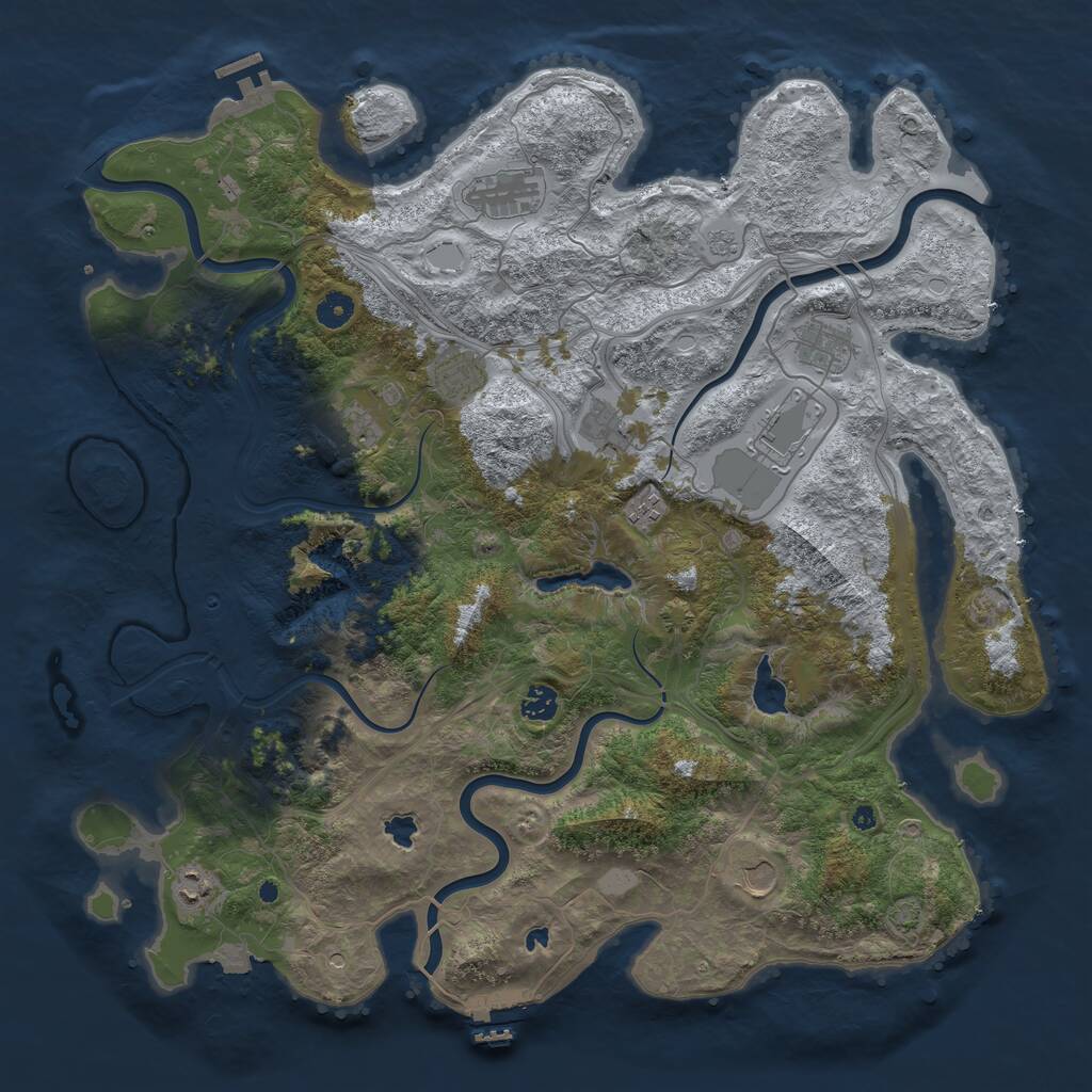 Rust Map: Procedural Map, Size: 4500, Seed: 1382867354, 16 Monuments