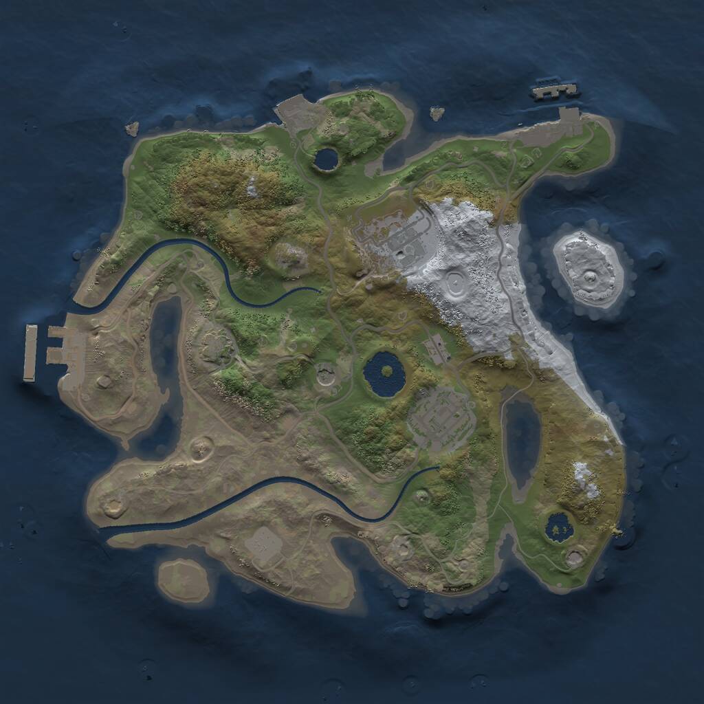 Rust Map: Procedural Map, Size: 2500, Seed: 485427672, 7 Monuments