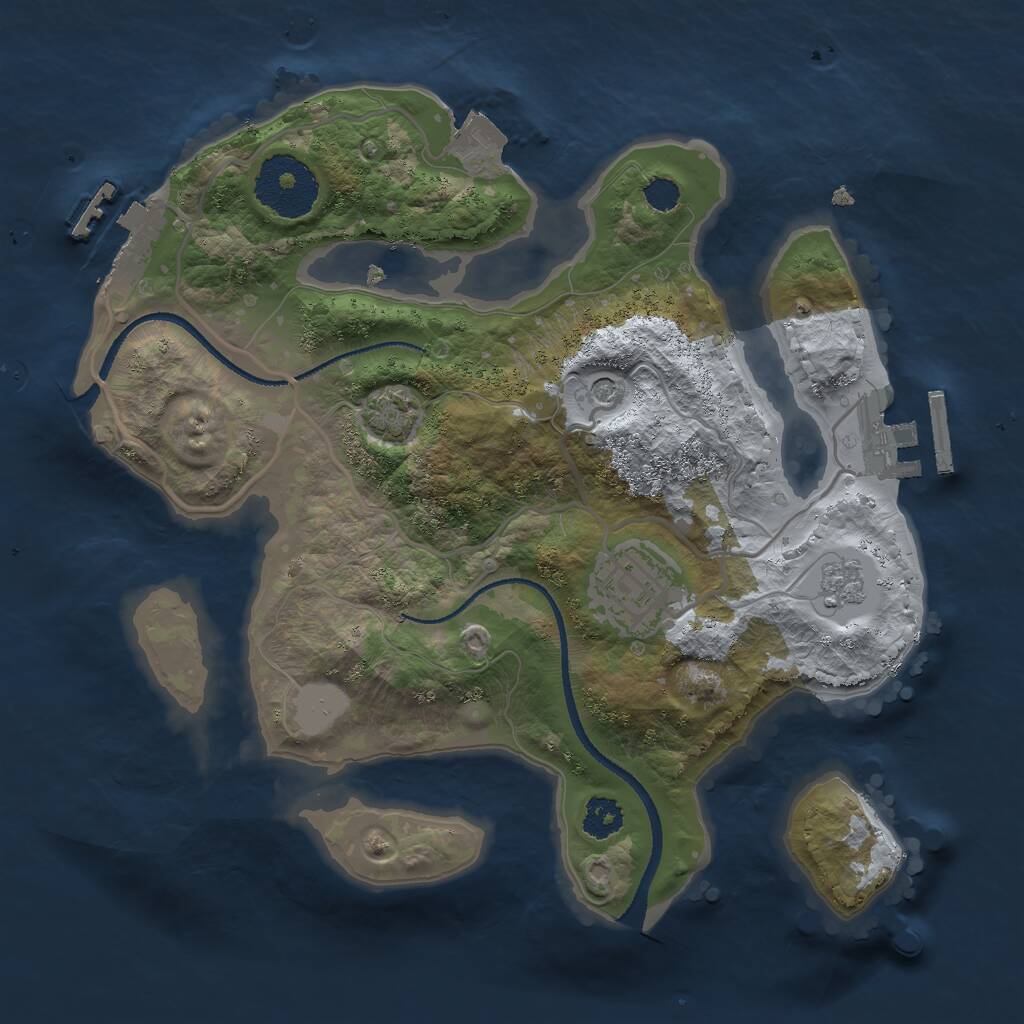 Rust Map: Procedural Map, Size: 2500, Seed: 1674758761, 7 Monuments