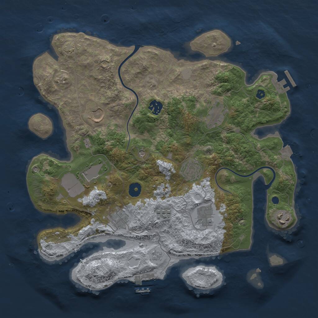 Rust Map: Procedural Map, Size: 3500, Seed: 634556, 15 Monuments