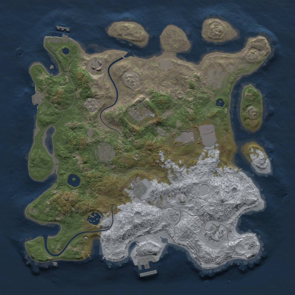 Rust Map: Procedural Map, Size: 3500, Seed: 1991235018, 15 Monuments