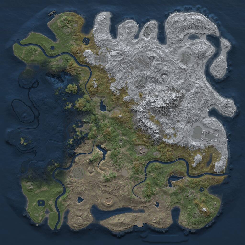 Rust Map: Procedural Map, Size: 5000, Seed: 646646, 17 Monuments