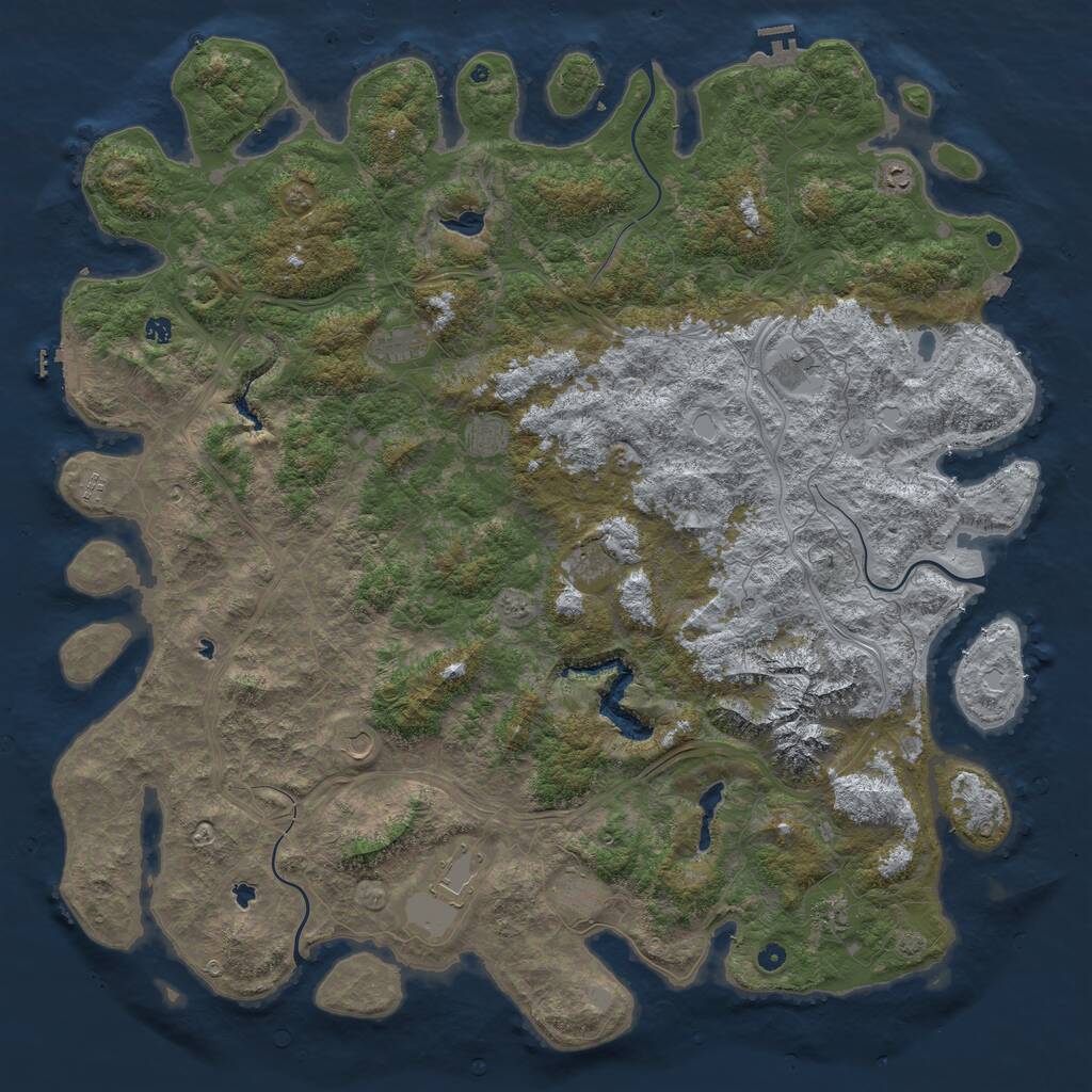 Rust Map: Procedural Map, Size: 6000, Seed: 2062240560, 17 Monuments